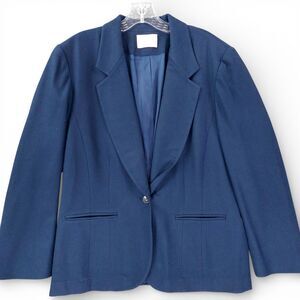 Pendleton Navy Blue Virgin Wool Blazer Jacket Sz 14 Made USA Classic Tailored